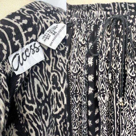 Vintage Access witchy gauzy crinkle black and white flowy broomstick midi skirt - Picture 3 of 5